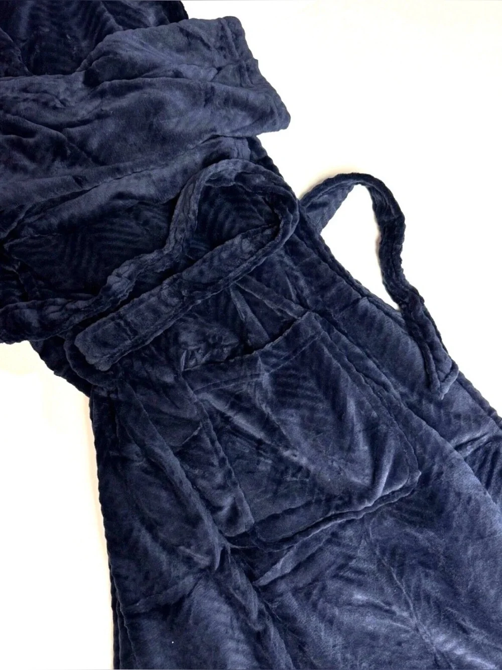 Perry Ellis Men's Herringbone Textured Soft Fleece Robe Navy Blue NEW O/S